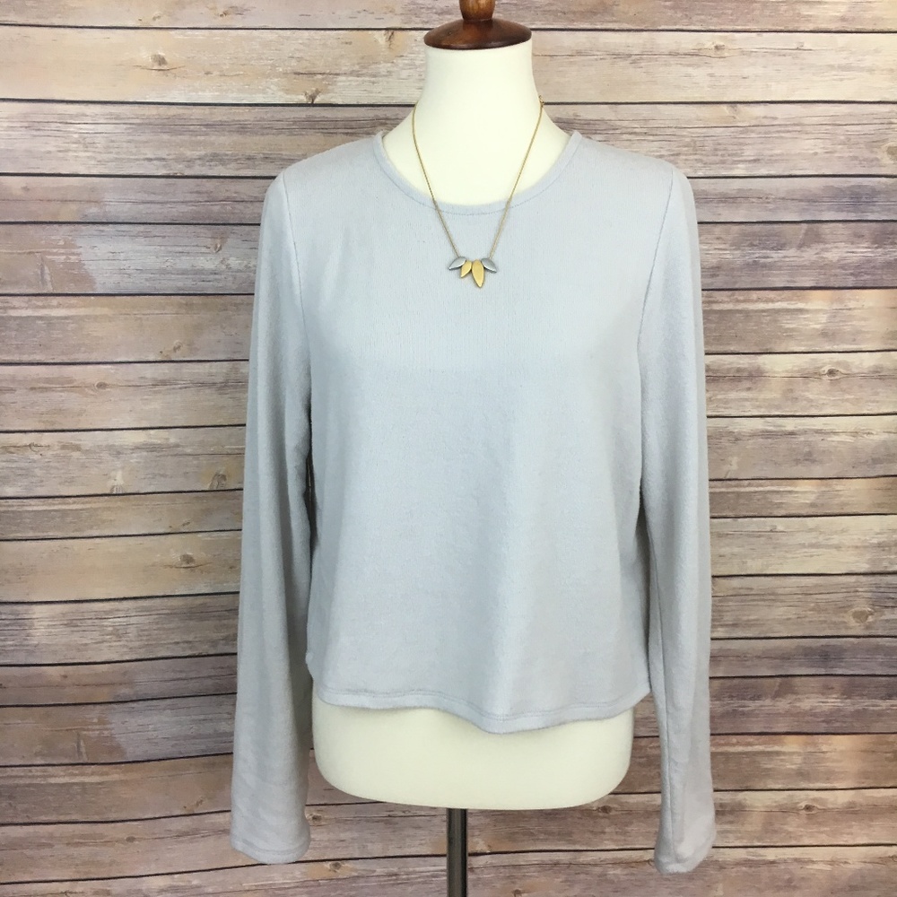 J.Crew Cropped Long-Sleeve T-Shirt in Oyster Grey - Picture 3 of 8